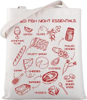 WSNANG Tinned Fish Sardines Tote Bag Tomato Girl Italy Shoulder Bag Date Night Gift Sardine Lover Gift for Foodie