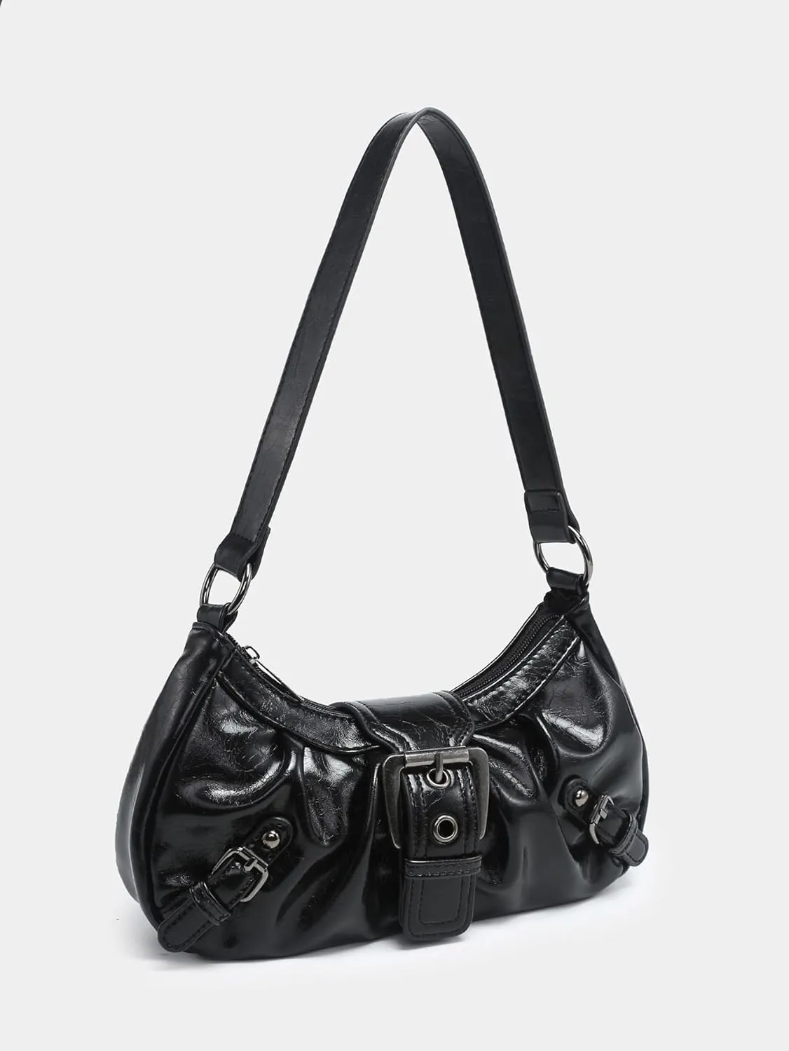Y2k Crossbody Bag Cute Purse for Women Fashion Shoulder Bag Grunge 2000s Coquette Aesthetic Gothic Vintage Sling Purse (Black)