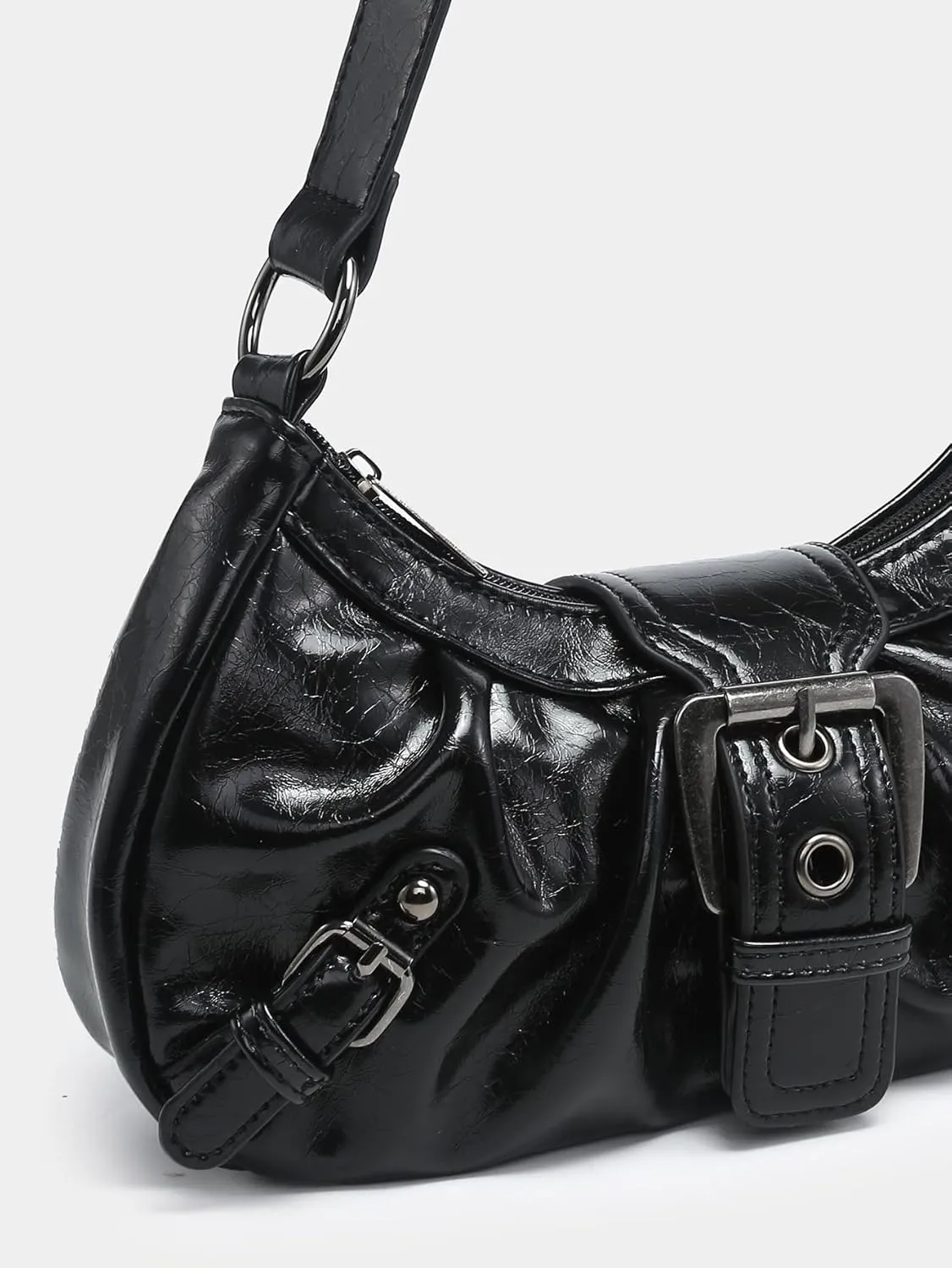 Y2k Crossbody Bag Cute Purse for Women Fashion Shoulder Bag Grunge 2000s Coquette Aesthetic Gothic Vintage Sling Purse (Black)