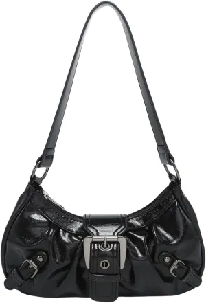 Y2k Crossbody Bag Cute Purse for Women Fashion Shoulder Bag Grunge 2000s Coquette Aesthetic Gothic Vintage Sling Purse (Black)
