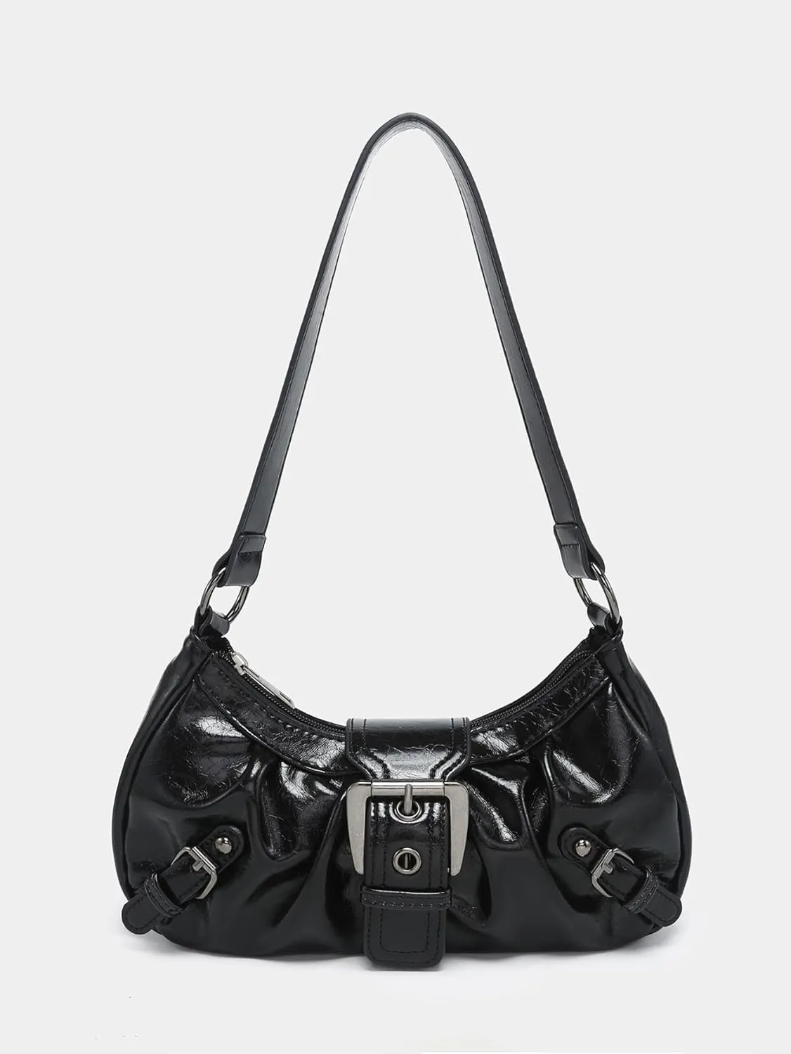 Y2k Crossbody Bag Cute Purse for Women Fashion Shoulder Bag Grunge 2000s Coquette Aesthetic Gothic Vintage Sling Purse (Black)