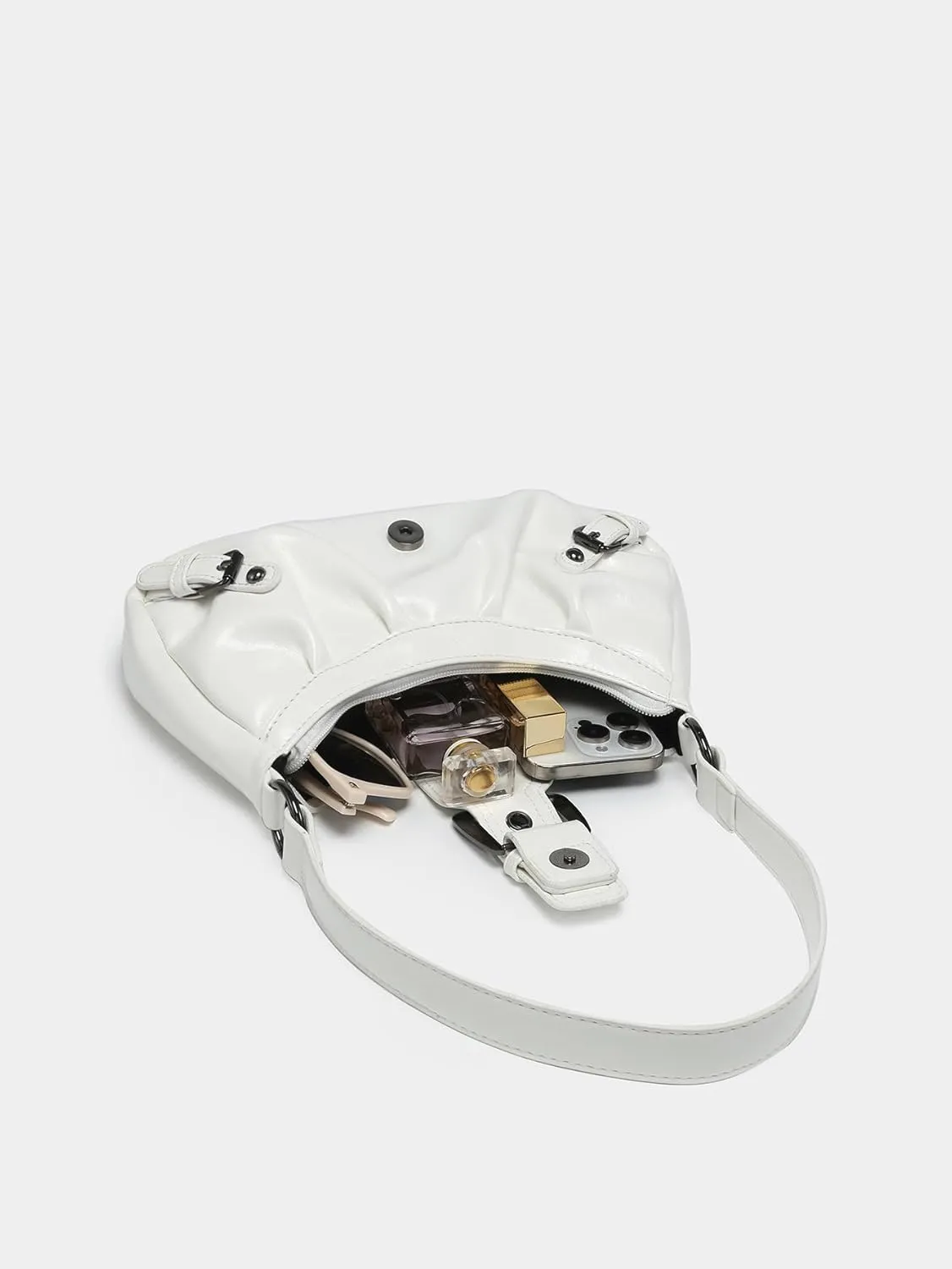 Y2k Crossbody Bag Cute Purse for Women Fashion Shoulder Bag Grunge 2000s Coquette Aesthetic Gothic Vintage Sling Purse (White)