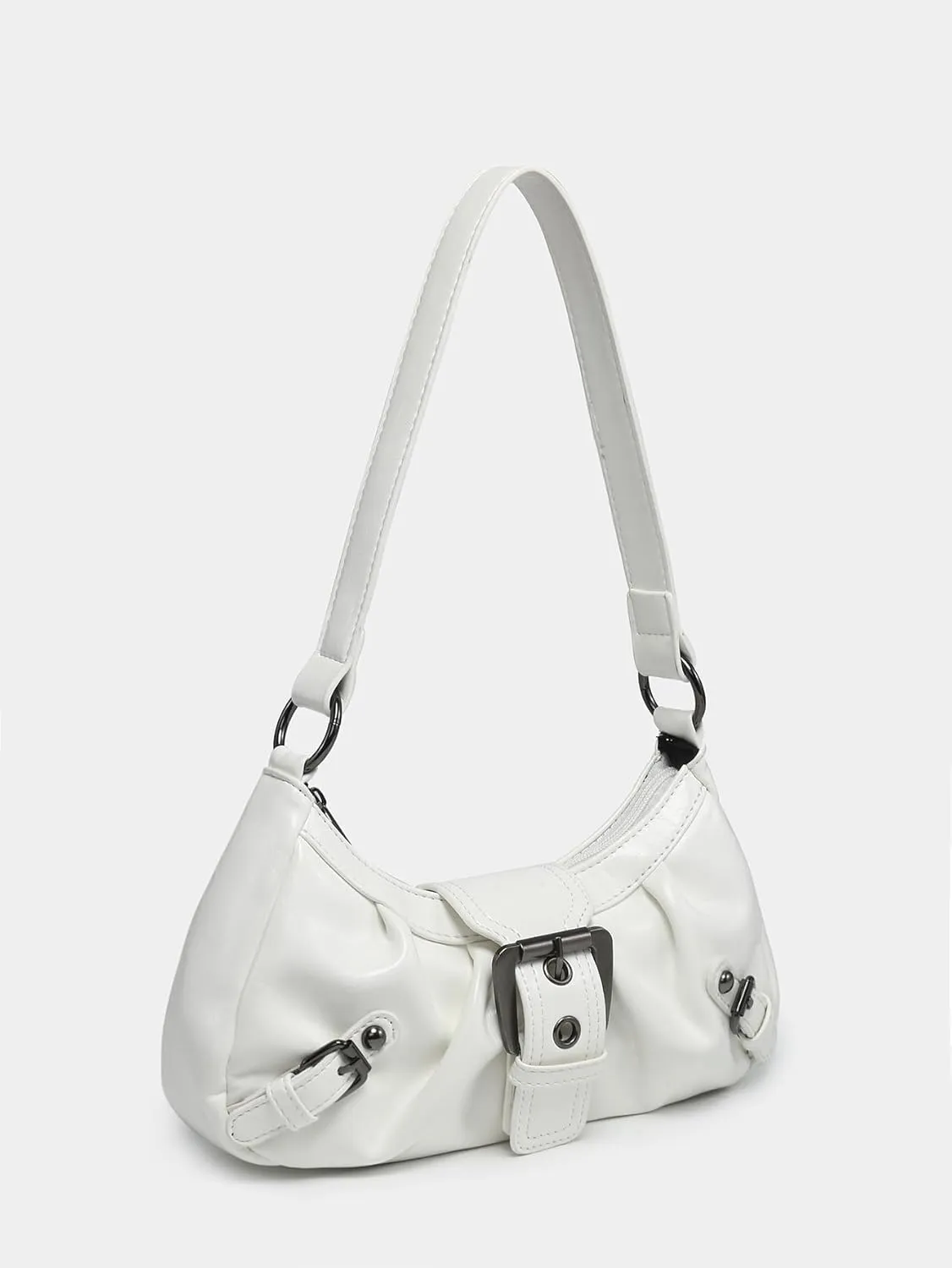 Y2k Crossbody Bag Cute Purse for Women Fashion Shoulder Bag Grunge 2000s Coquette Aesthetic Gothic Vintage Sling Purse (White)