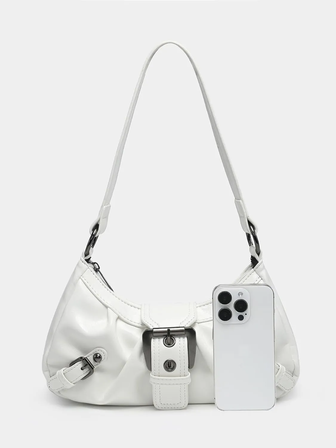 Y2k Crossbody Bag Cute Purse for Women Fashion Shoulder Bag Grunge 2000s Coquette Aesthetic Gothic Vintage Sling Purse (White)