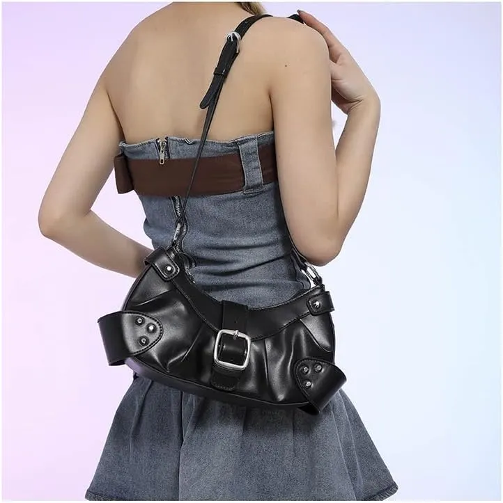 Y2k Purse Crossbody Bag for Women, Cute Chic Shoulder Bag Aesthetic Cross Body Purse Sling Purse Coquette Streetwear (black)