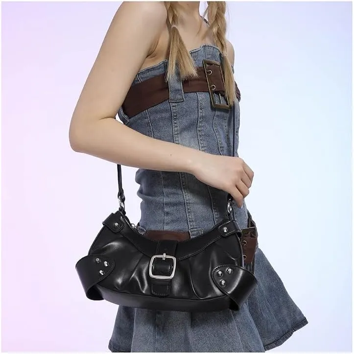 Y2k Purse Crossbody Bag for Women, Cute Chic Shoulder Bag Aesthetic Cross Body Purse Sling Purse Coquette Streetwear (black)