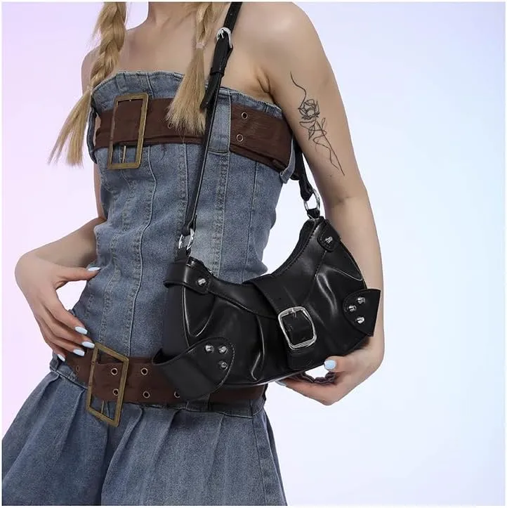 Y2k Purse Crossbody Bag for Women, Cute Chic Shoulder Bag Aesthetic Cross Body Purse Sling Purse Coquette Streetwear (black)