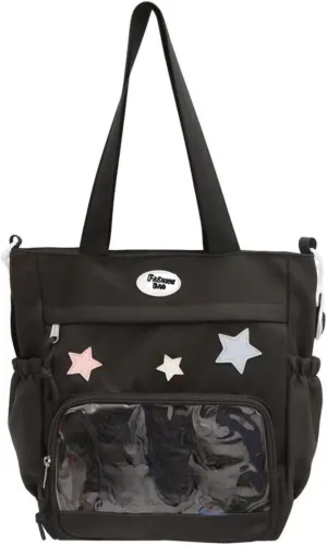 Y2k Star Ita Bag,Cute Messenger Bag,Kawaii Pins Display Tote Shoulder Crossbody Purse For Women Girls