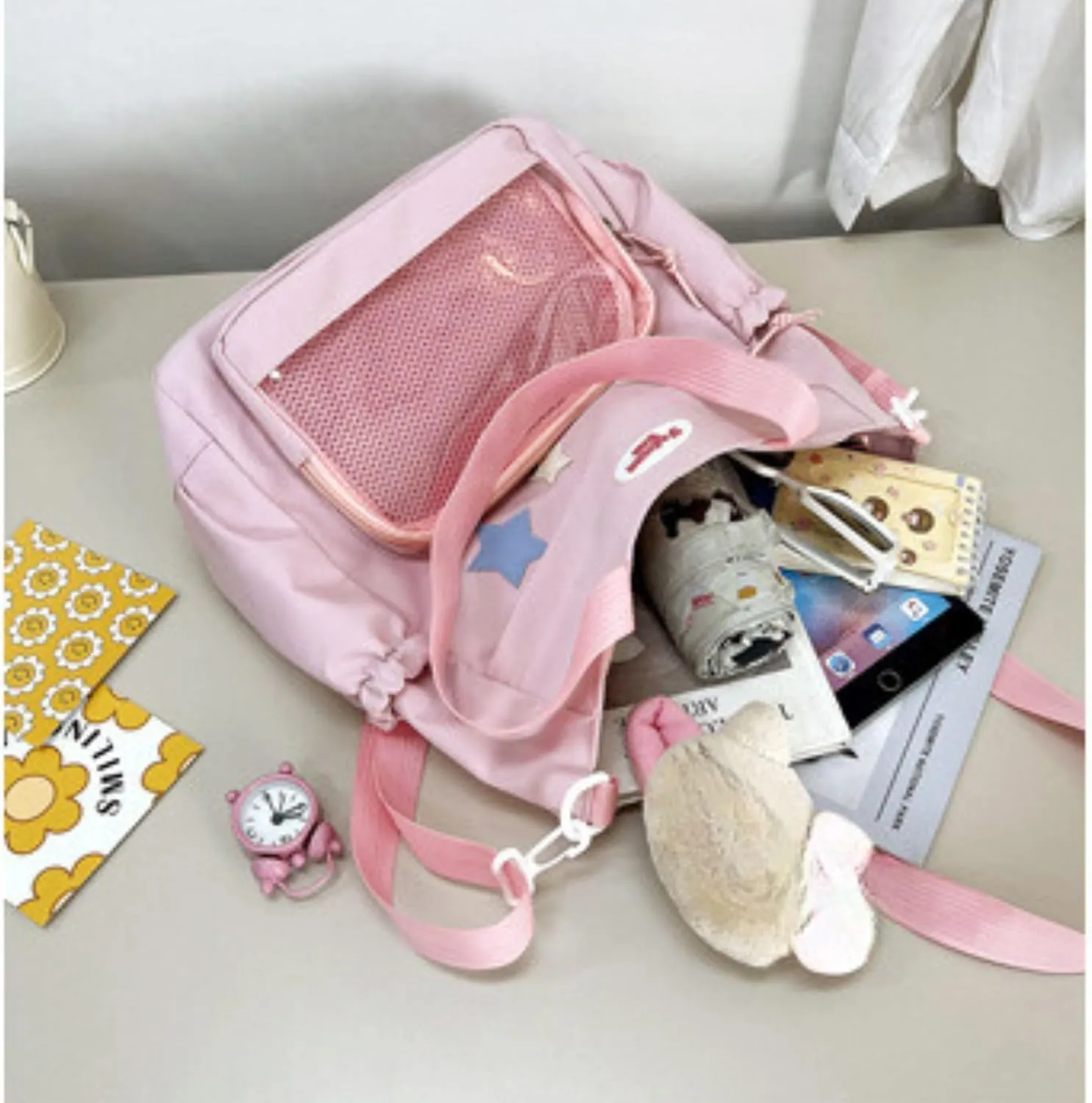 Y2k Star Ita Bag,Cute Messenger Bag,Kawaii Pins Display Tote Shoulder Crossbody Purse For Women Girls