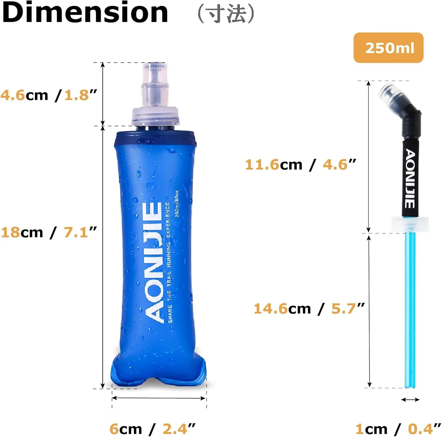 YAPJEB Soft Flask Collapsible Water Bottles, TPU Soft Water Bottle Folding Flask for Hydration Pack, BPA Free Folding Water Bottle Ideal for Cycling
