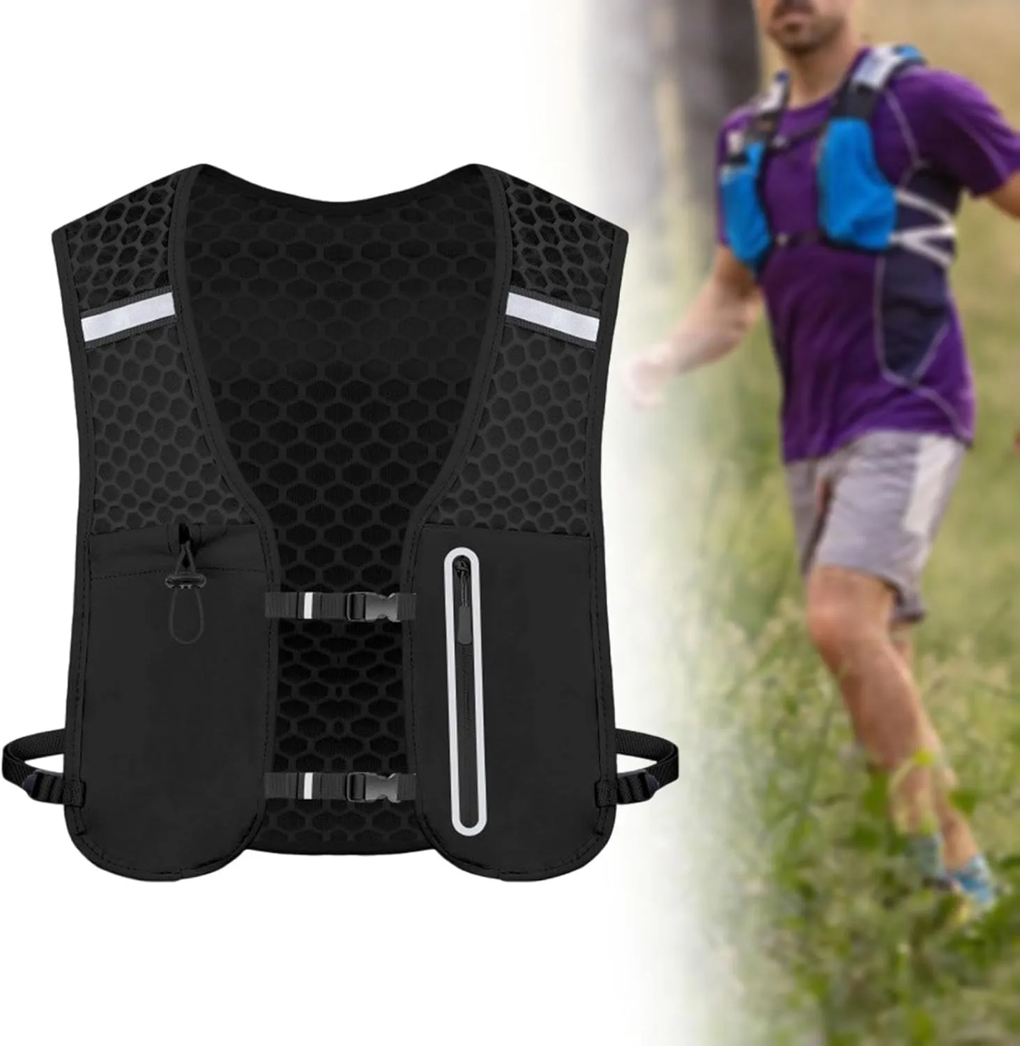 YIJU Running Vest Pack Hydration Vest Portable Waterproof Sturdy Water Backpack for Women Men for Hiking Riding Adventure Camping