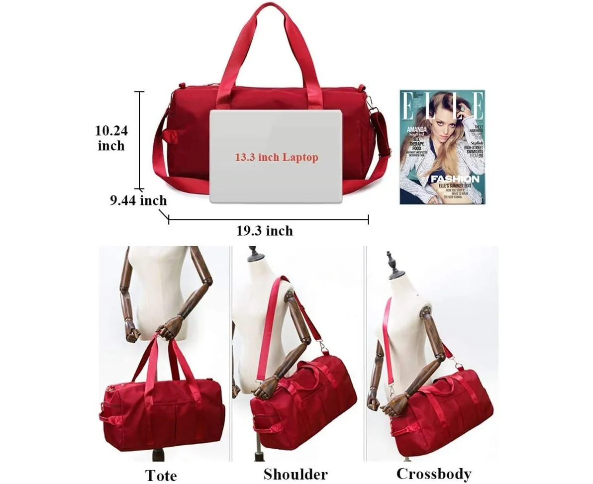 Yoga Gym Sport Duffel Bags Tote Bag Gym Bags Overnight Bag Weekender Bag,Red