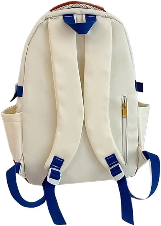 Youthful Korean Fashion Backpack with Multi Pockets Contrast Color School Bag