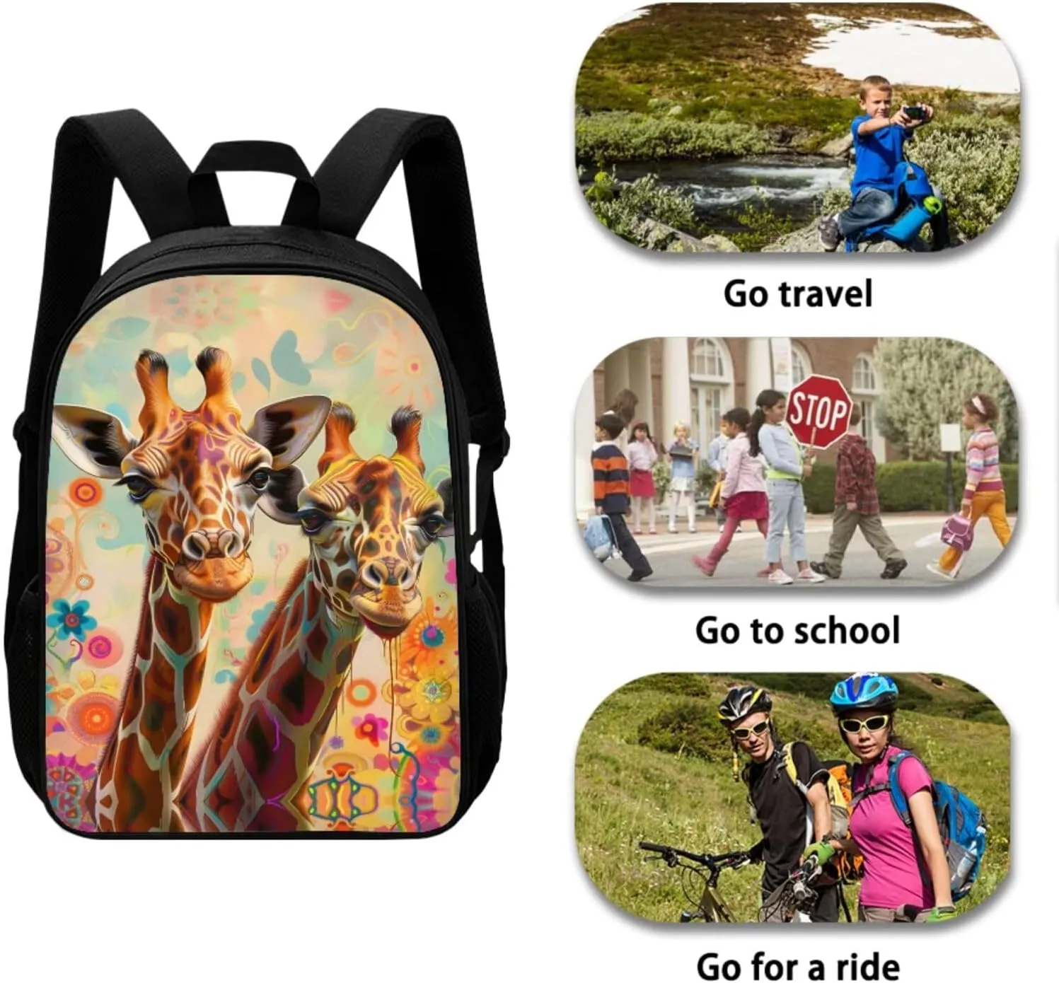 Ystardream 7th Grade Backpack Girl Backpack And Lunch Box Set Kids Art Giraffe Girls Backpack Purse for Women Elementary School Bookbag with Pencil Case Rucksack for Teens Child Back To School