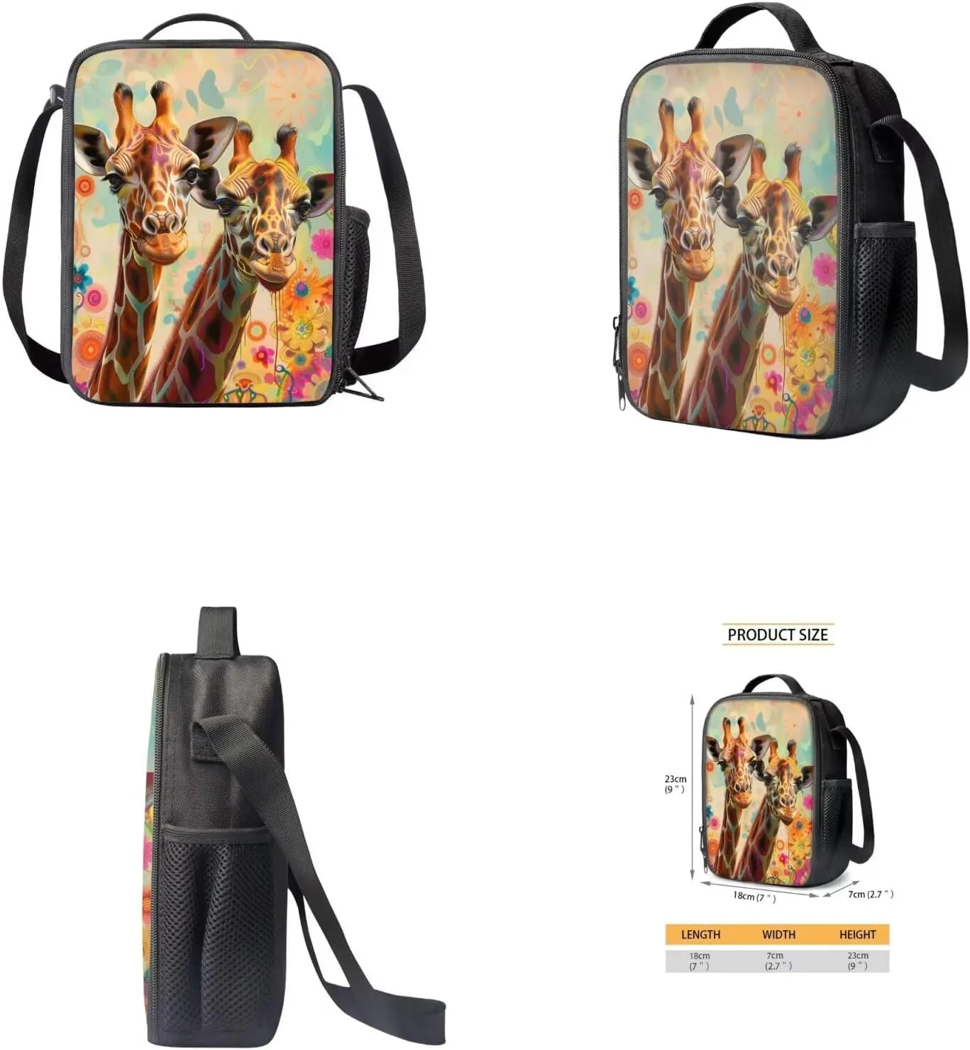 Ystardream 7th Grade Backpack Girl Backpack And Lunch Box Set Kids Art Giraffe Girls Backpack Purse for Women Elementary School Bookbag with Pencil Case Rucksack for Teens Child Back To School
