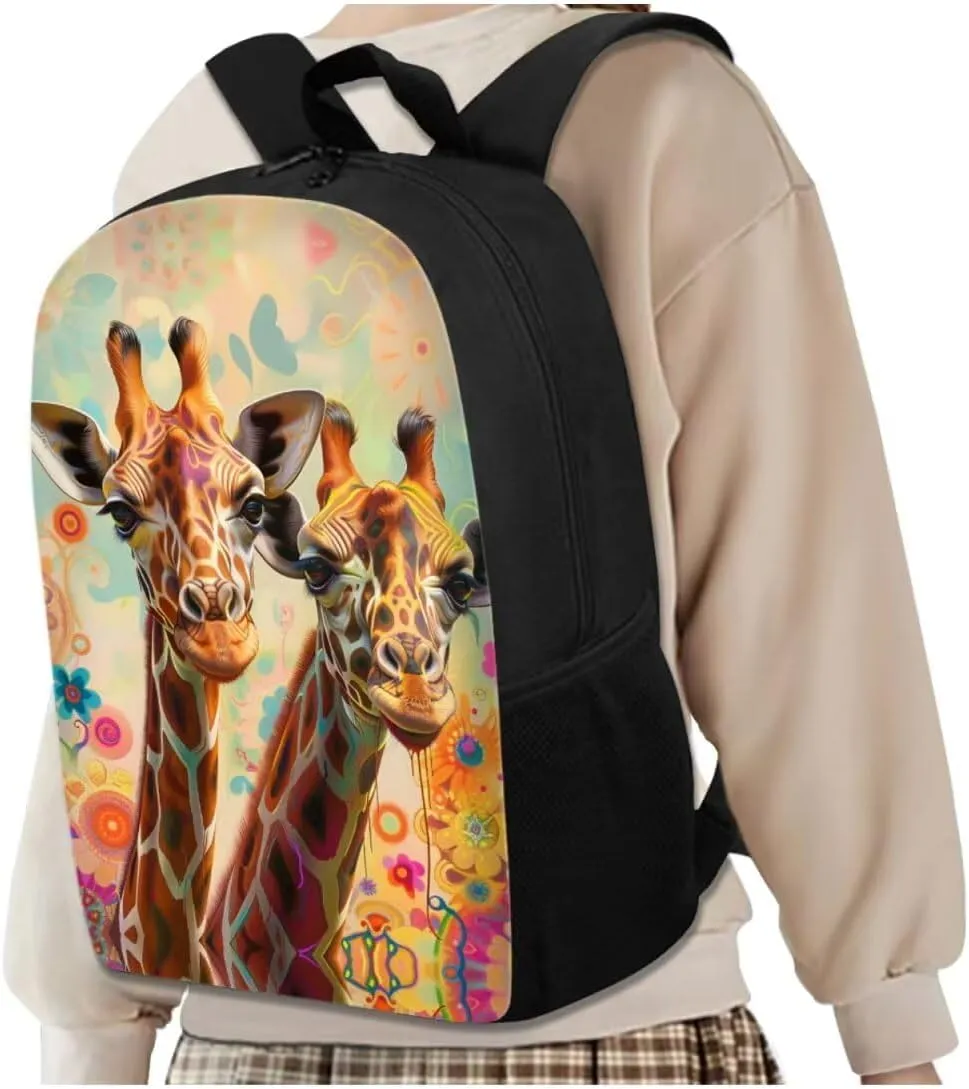 Ystardream 7th Grade Backpack Girl Backpack And Lunch Box Set Kids Art Giraffe Girls Backpack Purse for Women Elementary School Bookbag with Pencil Case Rucksack for Teens Child Back To School