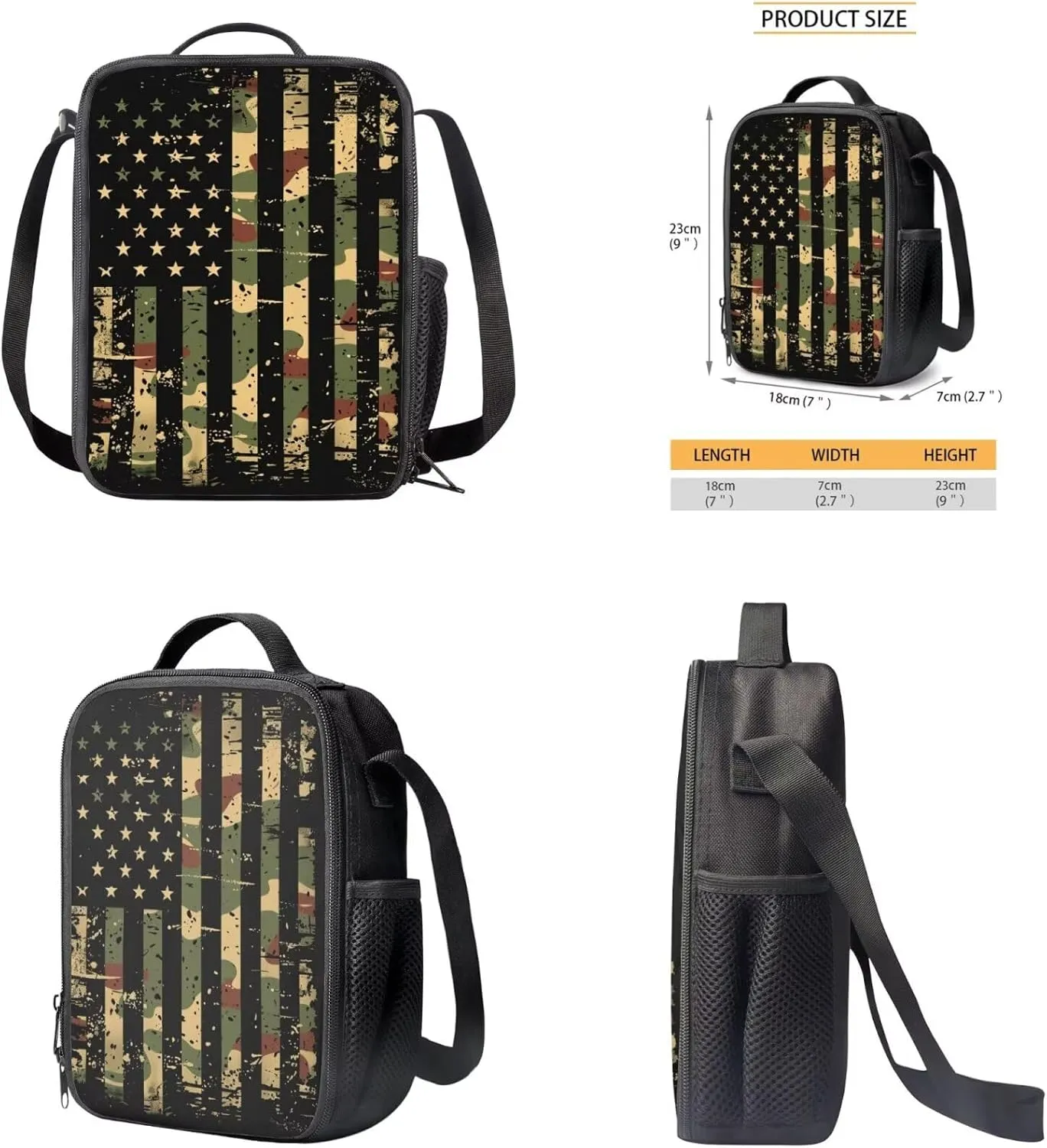 Ystardream American Flag primary School Backpack for Boys 17 Inch Independent DaySchool Bag with Lunch Bag Set Elementary Supplies for Patriotic Teenager Independence Day Parade (Pencil Case,Keychain)