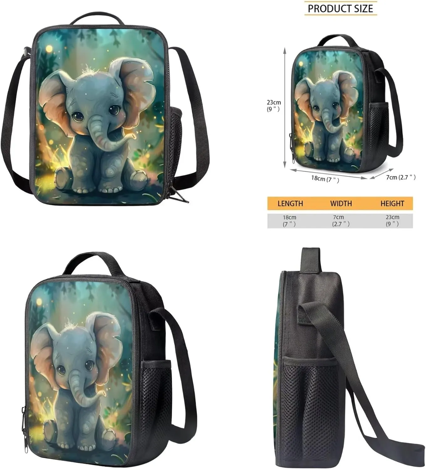 Ystardream Kids Backpack and Lunch Box Set 3D Elephant Kindergarten Backpack for Girls 4-6 with Picnic Lunch Bag Pencilcase 3 in 1 Set Hiking Travel Daypack Cute Girls School Bookbag