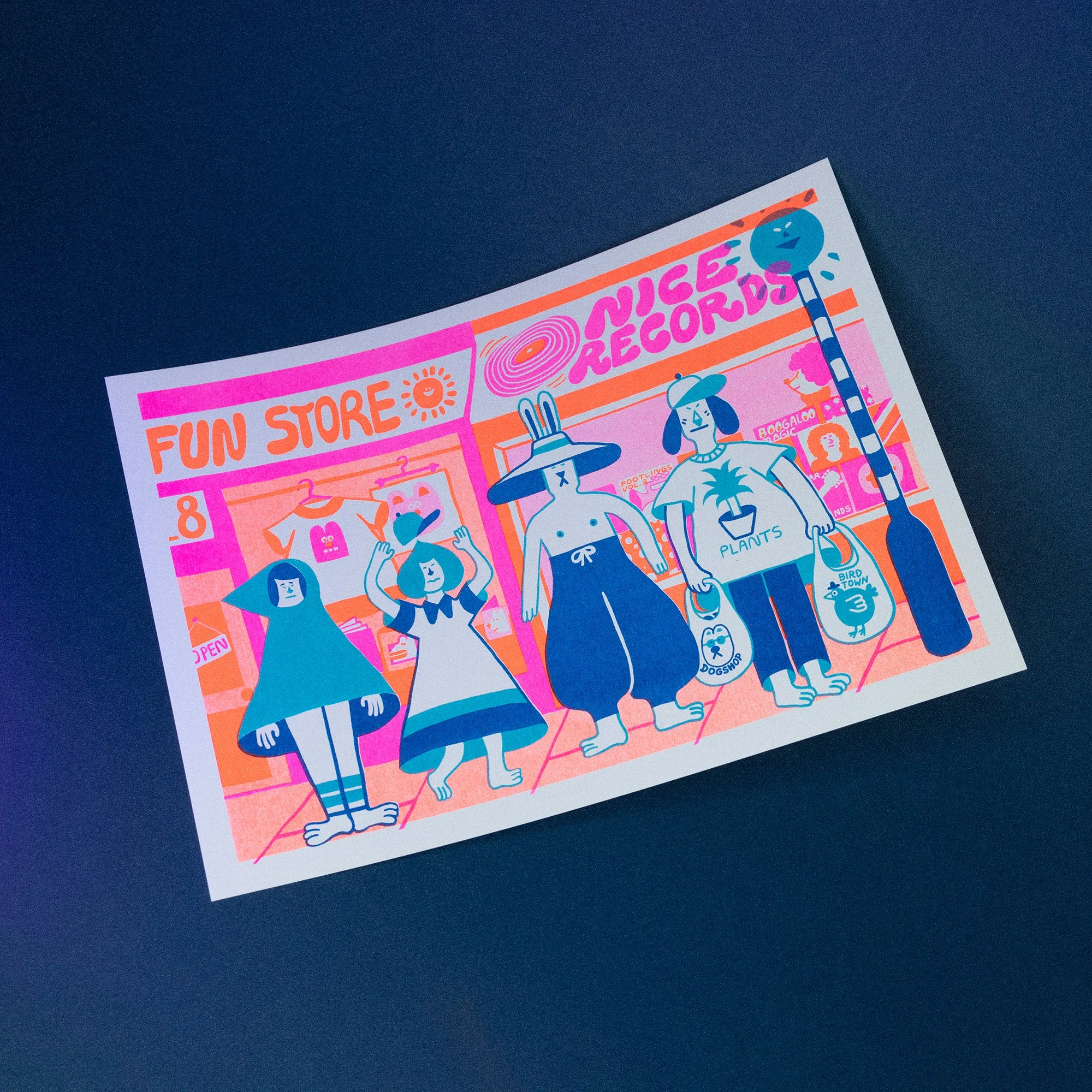 YUK FUN Happy Shoppers Riso Art Print