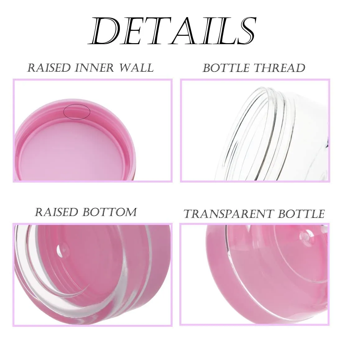 ZEJIA 5 Gram Sample Containers with Lids, Mini Makeup Containers, Empty Plastic Travel Cosmetic Containers with Labels(100 Count, Pink Lid)