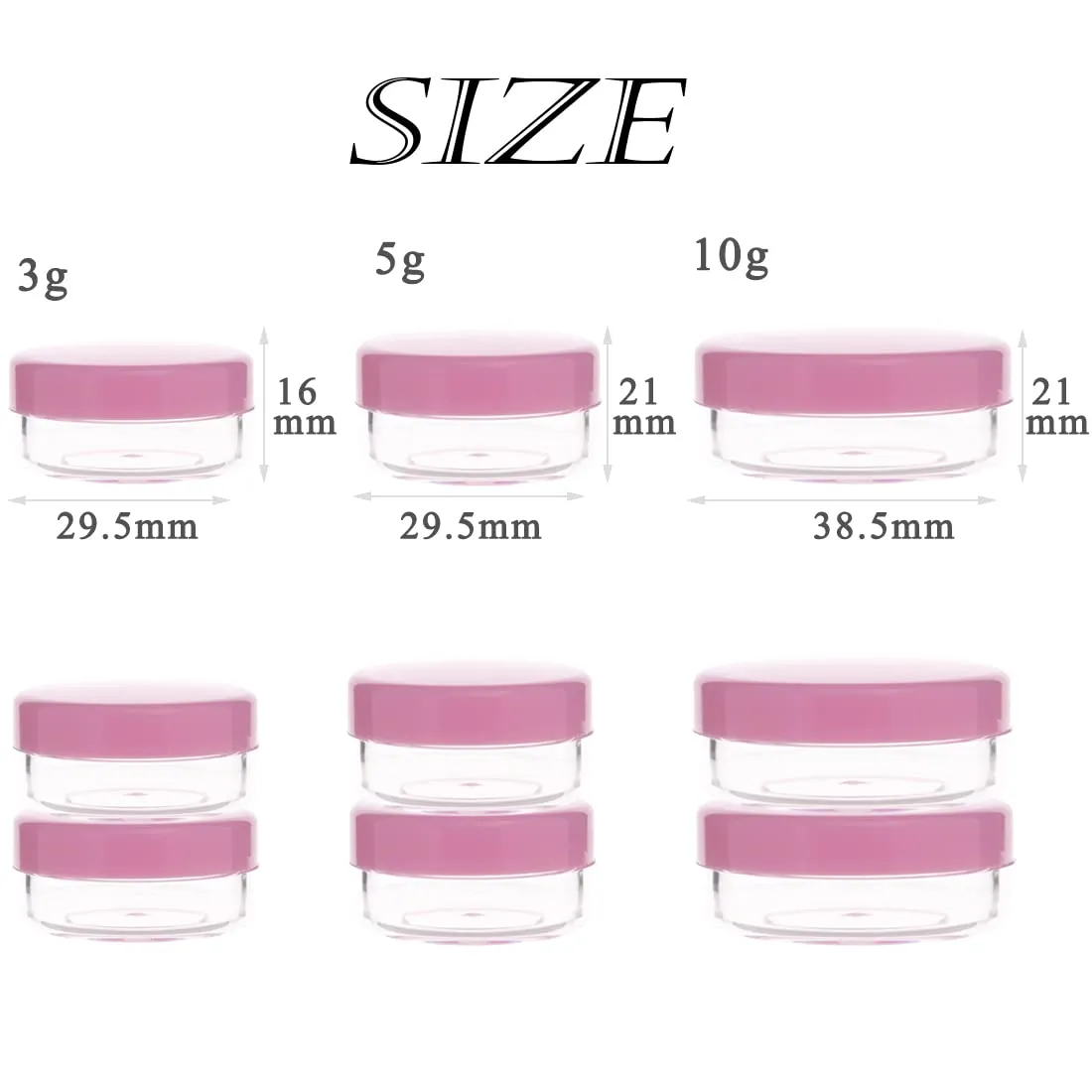 ZEJIA 5 Gram Sample Containers with Lids, Mini Makeup Containers, Empty Plastic Travel Cosmetic Containers with Labels(100 Count, Pink Lid)