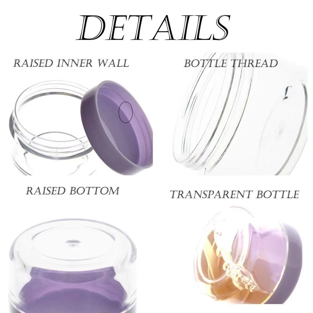 ZEJIA 5 Gram Sample Containers with Lids, Mini Makeup Containers, Empty Plastic Travel Cosmetic Containers with Labels(100 Count, Purple Lid)