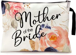 ZHANTUONE Mother of the Bride Funny Cosmetic Bag, for Travel Toiletry Zipper Storage Pouch Makeup Bag, Wedding Engagement, Present for Mother Women, Wedding Gifts for mom friend coworker Sister BFF