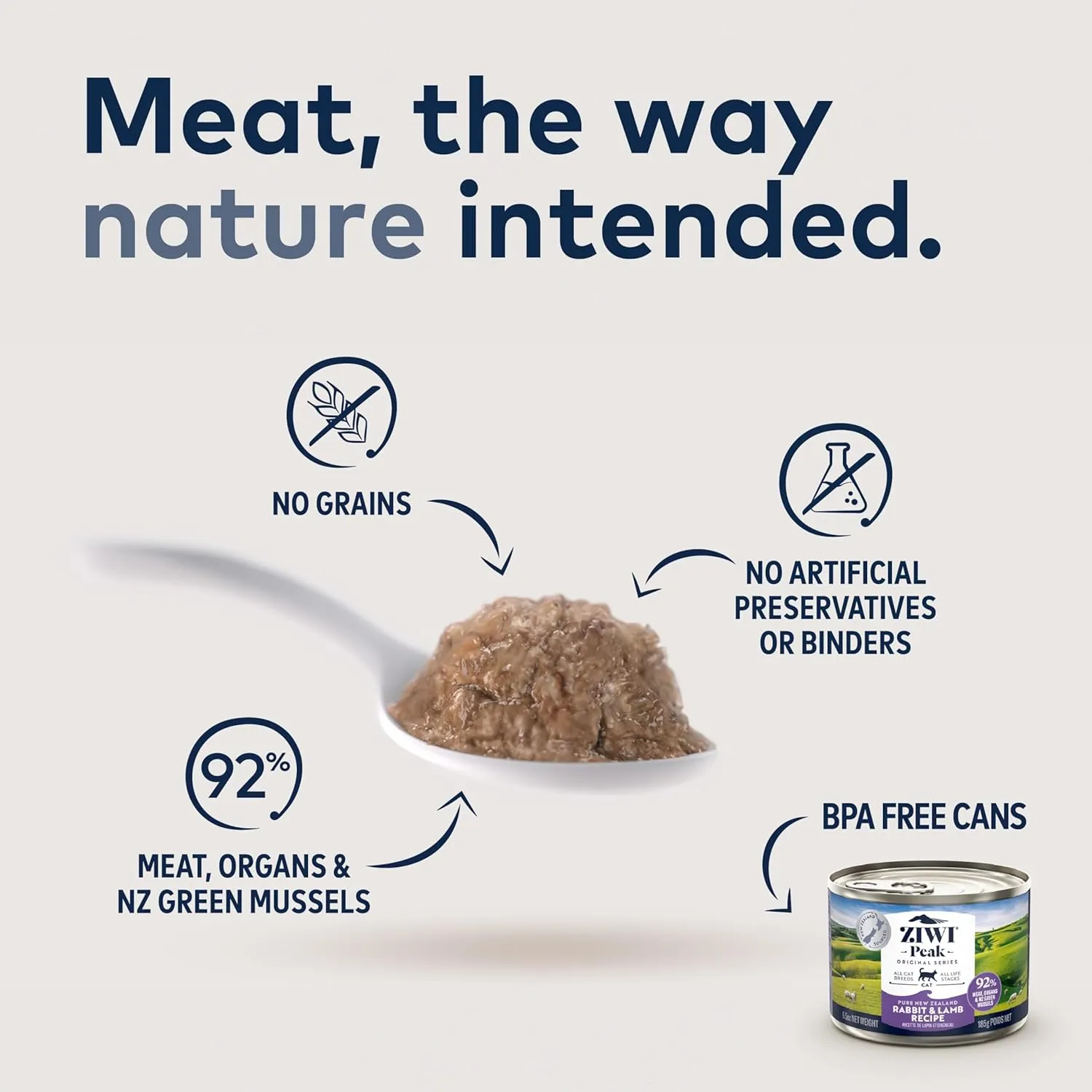 ZIWI Peak Canned Wet Cat Food – All Natural, High Protein, Grain Free, Limited Ingredient, with Superfoods (Rabbit & Lamb, Case of 12, 6.5oz Cans)
