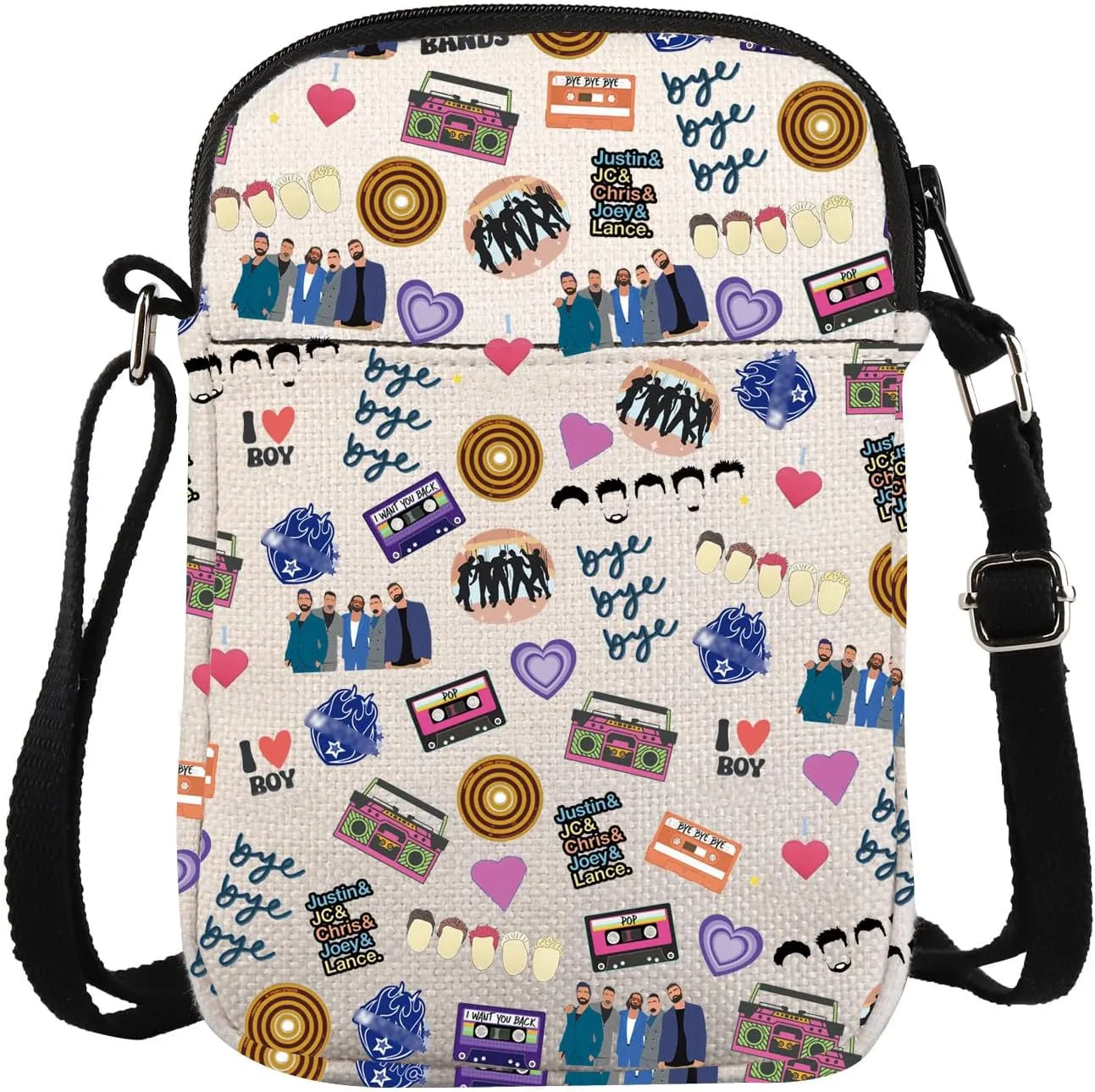 ZJXHPO 90s Music Lover Gift Pop Music Cross Body Bag Team Messenger Bag Bye Shoulder Bag