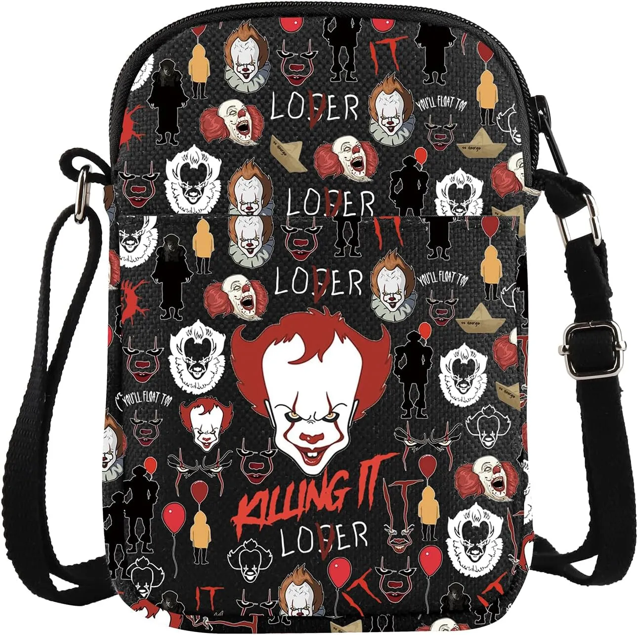 ZJXHPO Clown Cross Body Bag Killing It Messenger Bag It Movie Shoulder Bag Horror Movie Lover Gift Serials Killer Gift