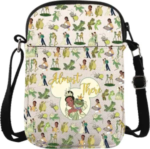 ZJXHPO Frog Princess Inspired Cross Body Bag Almost There Messenger Bag WDW Trip Shoulder Bag Magical Quotes Crossbody Bag