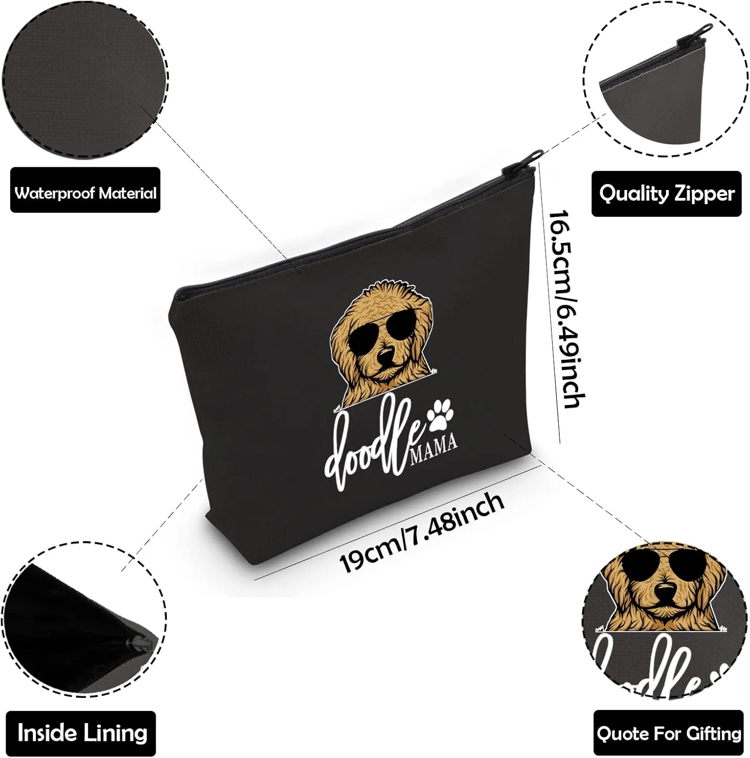 ZJXHPO Golden Doodle Mom Gift Dog Lover Gift Funny Doodle Mama Zipper Pouch Makeup Bag (BL Doodle)