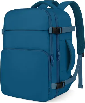 ZOMFELT Travel Backpack for Women Men, Carry on Backpack, TSA 15.6 inch Laptop Backpack Flight Approved, Personal Item Travel Bag Nurse Bag Casual Daypack for School Weekender Business Trip, Blue